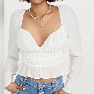 Free People Chloe Shirred Cropped Blouse